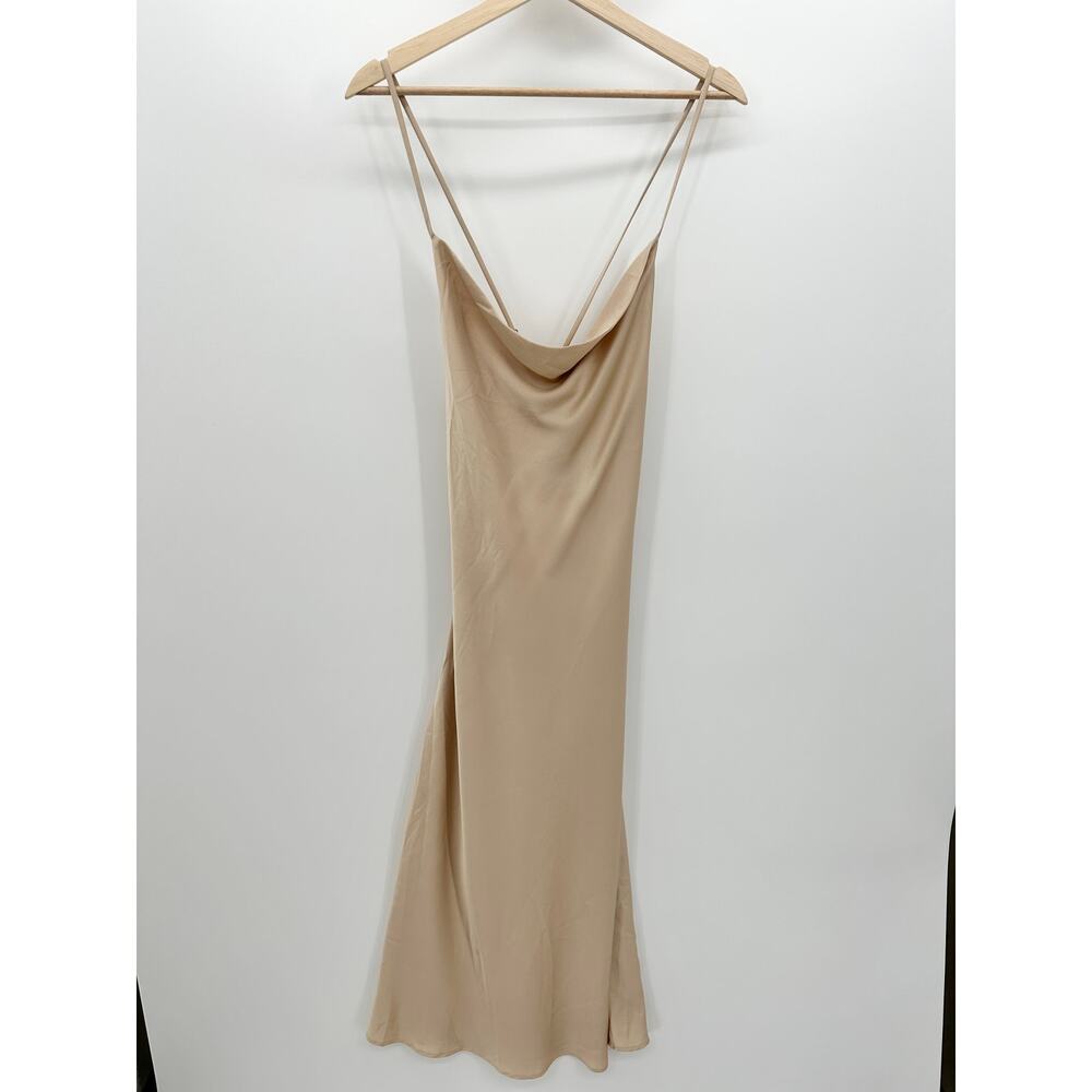 Show Me Your‎ Mumu Verona Champagne Luxe Satin Dress Gold Midi Womens Size M